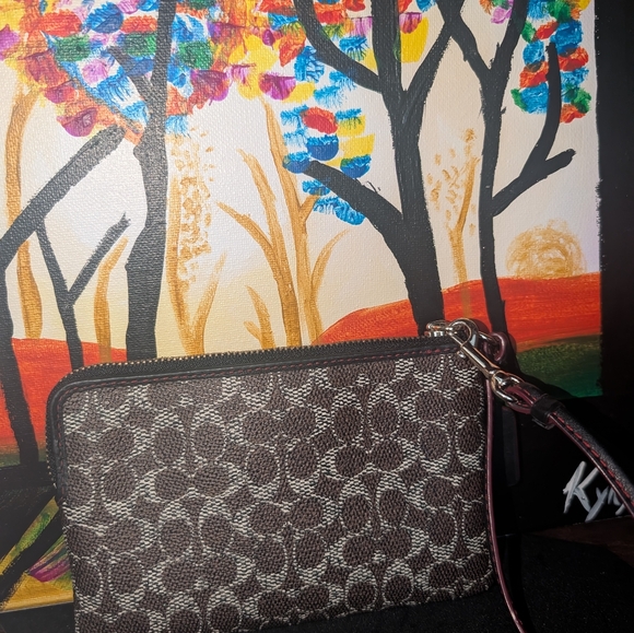 Coach Brown and Silver Wristlet - Picture 2 of 3